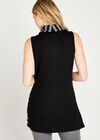 Black Cowl Neck Striped Top, Black, large