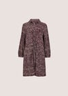 Irregular Spot Crepe Shirt Mini Dress, Burgundy, large