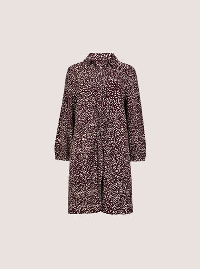 Irregular Spot Crepe Shirt Mini Dress