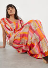 Metallic Leaf Stripe Kimono Maxi Dress, Pink, large