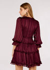Ruffle Tiered Mini Dress, Burgundy, large