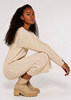 Pointelle Knitted Midi Dress, Cream, large