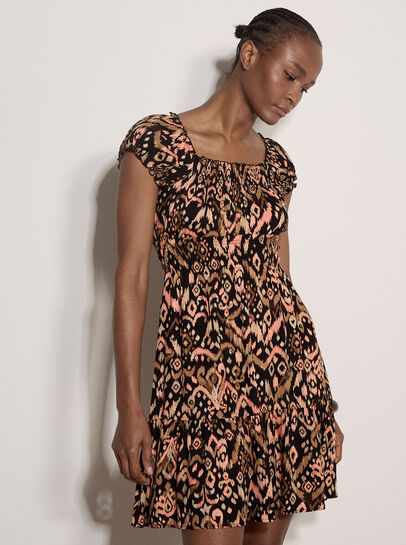 Colourful Ikat Milkmaid Mini Dress