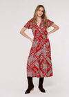 Scarf Print Midaxi Dress, Red, large