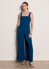 Crepe Wide-Leg Jumpsuit, Blue, large