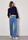 Waffle Knit Wrap Top, Navy, large