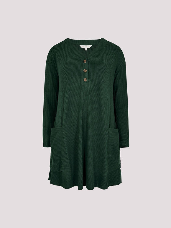 Soft Touch Rib Knit Mini Dress, Green, large