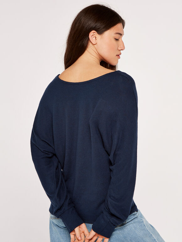 Reversible Button Up Top, Navy, large