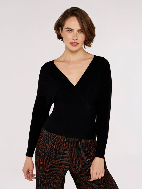 Bar Back Batwing Jumper, Black, large