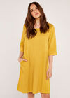 Linen Dress with Pockets, Mustard, large