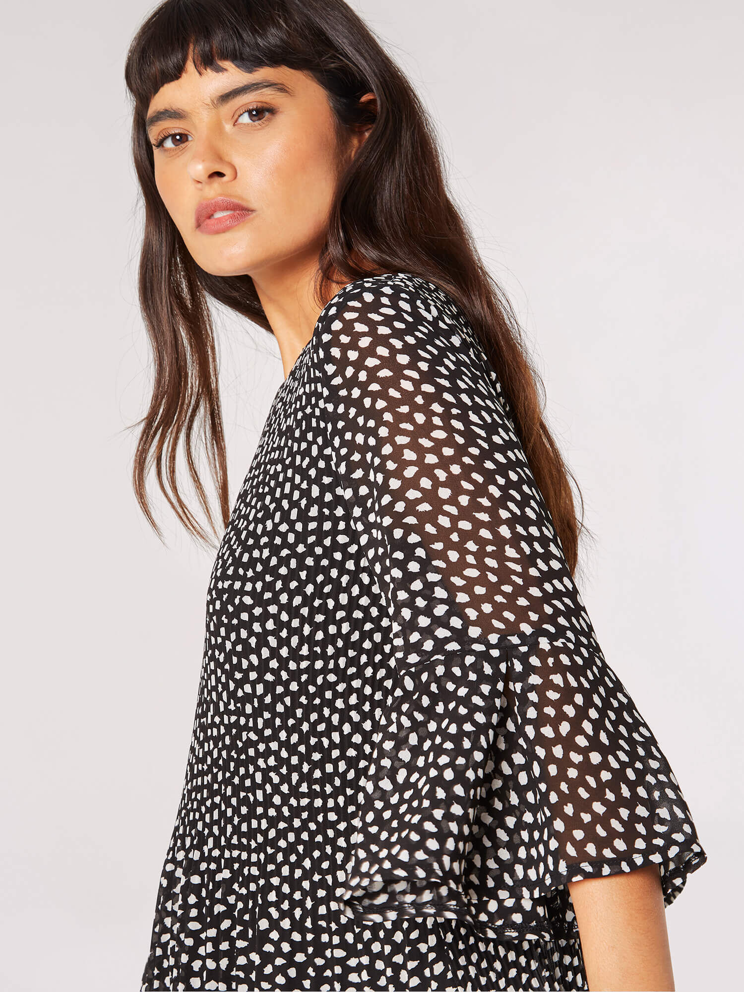 Polka Dot Plisse Oversized Top Apricot Clothing