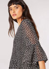Plisse Bell Sleeve Top, Black, large