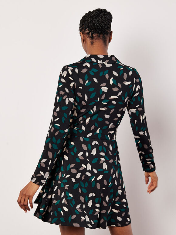 Leaf Print Wrap Mini Dress | Apricot Clothing