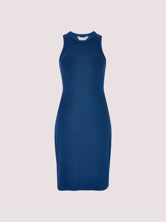 Ribbed Mini Dress, Blue, large
