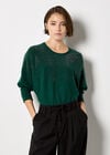 Stud Embellished Batwing Jumper, Green, large