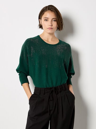 Stud Embellished Batwing Jumper