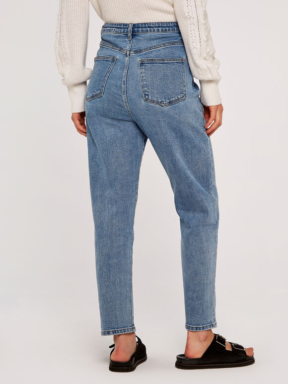 High Waisted Mom Jeans, Blue, large