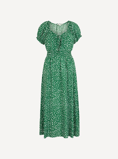 Spot Print Milkmaid Midi Dress