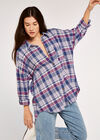 Oversized Check Shirt, Blue, large