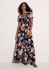 Chloe Floral Wrap Maxi Dress, Navy, large