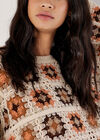 Crochet Squares Cropped Jumper, Stone, large