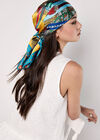 Satin Printed Scarf, Yellow, large
