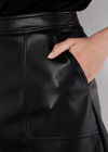 Faux Leather A-Line Mini Skirt, Black, large