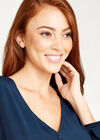 Button Front V Neck Long Sleeve Blouse, Navy, large