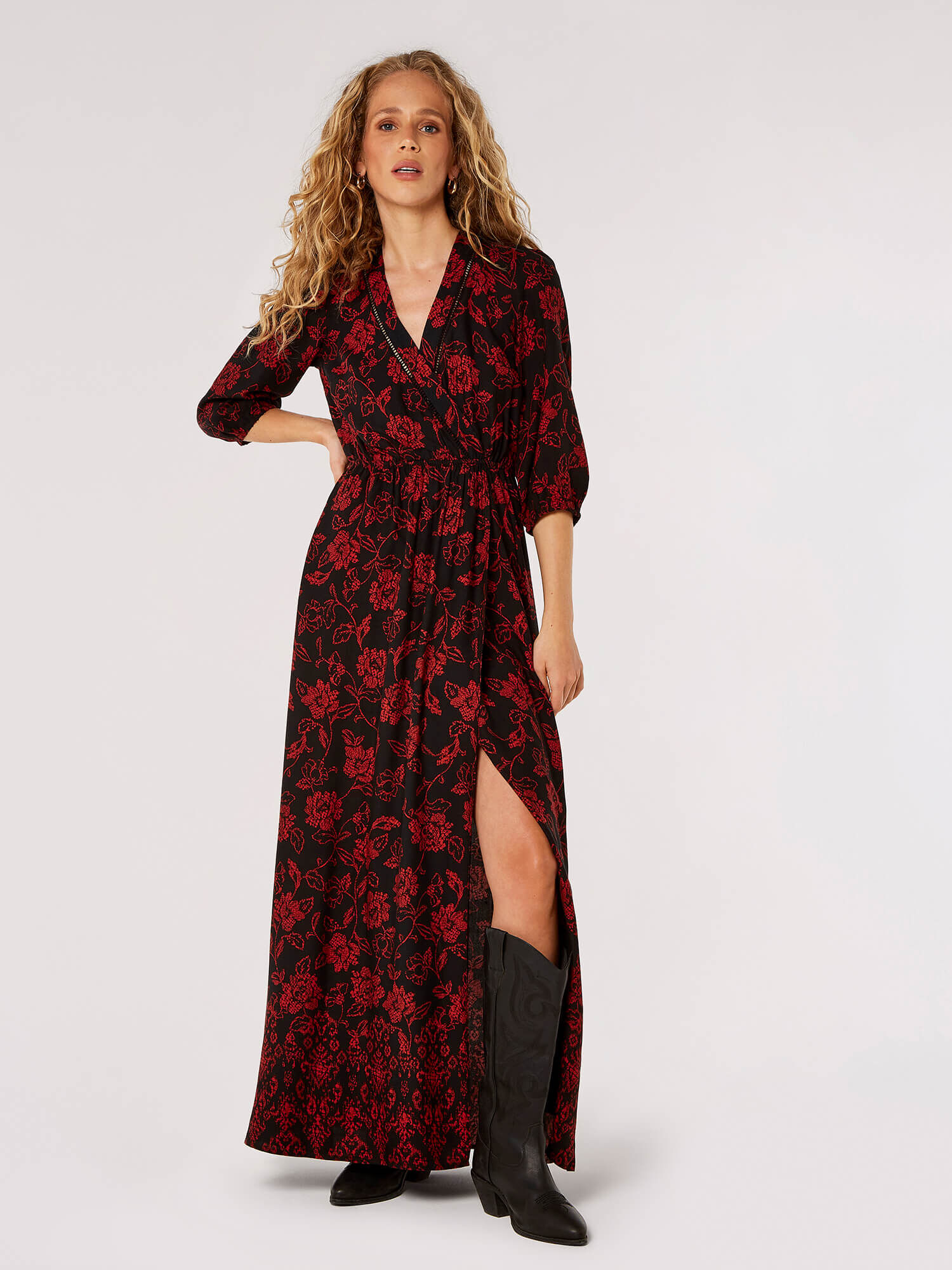 Floral maxi top wrap dress