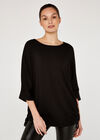 Oversized Drawstring Top, Black, large