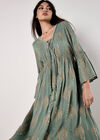 Metallic Paisley Boho Maxi Dress, Mint, large