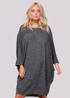 V Back Marl Batwing Cocoon Dress+, Dark Grey - Charcoal, large