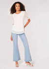 Foil Spot Pintuck Blouse, White, large