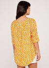 Giraffe Print Button Detail Top, Mustard, large