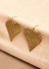 Gold Tone Hammered Heart Earrings, Gold, large