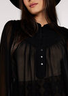 Layered V Neck  Blouse, Black, large