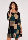 Colour Block Swing Mini Dress, Green, large