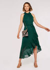Halter Neck Ruffle Dress, Green, large