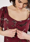 Botanical Floral Smocked Mini Dress, Burgundy, large