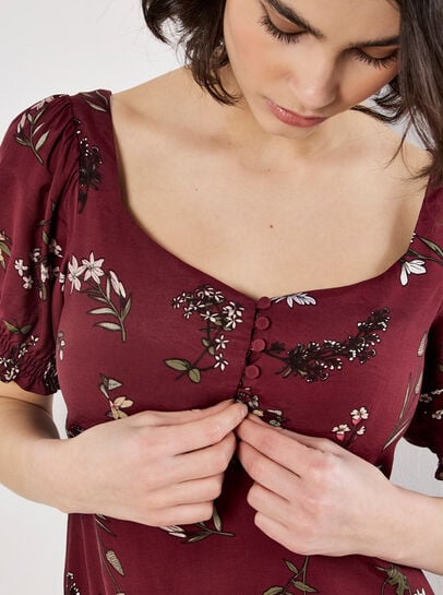 Botanical Floral Smocked Mini Dress