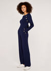 Ribbed Trouser with Gold Buttons, Navy, large