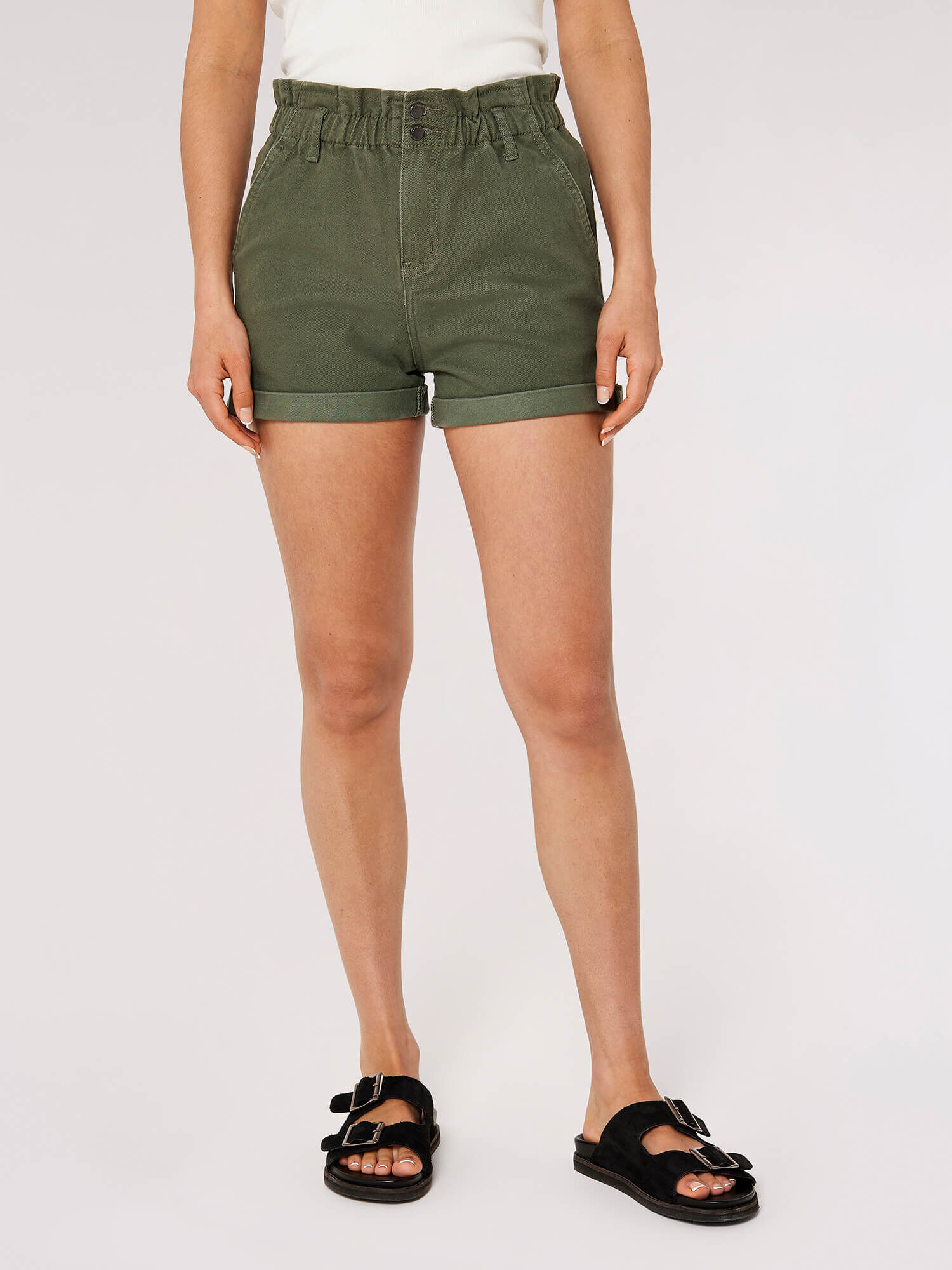 Khaki denim shorts hotsell womens