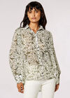 Illustrated Birds Chiffon Shirt, Cream, large