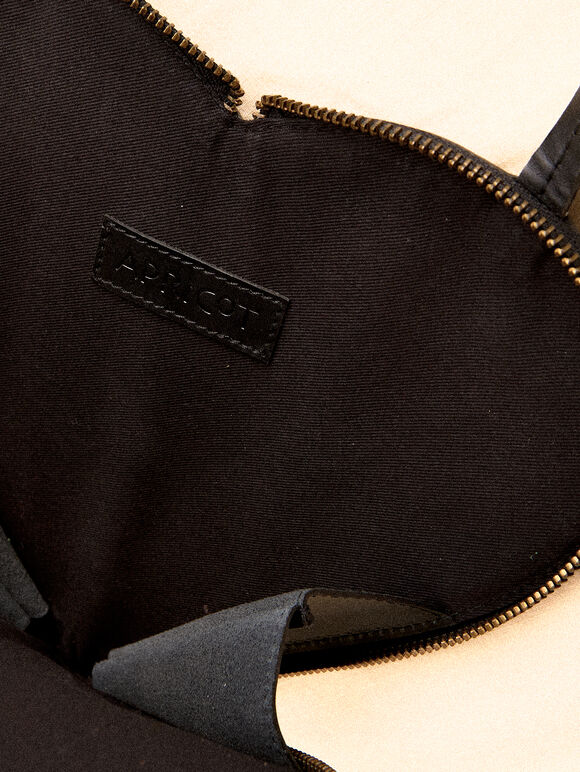 Leather Heart Bag, Black, large