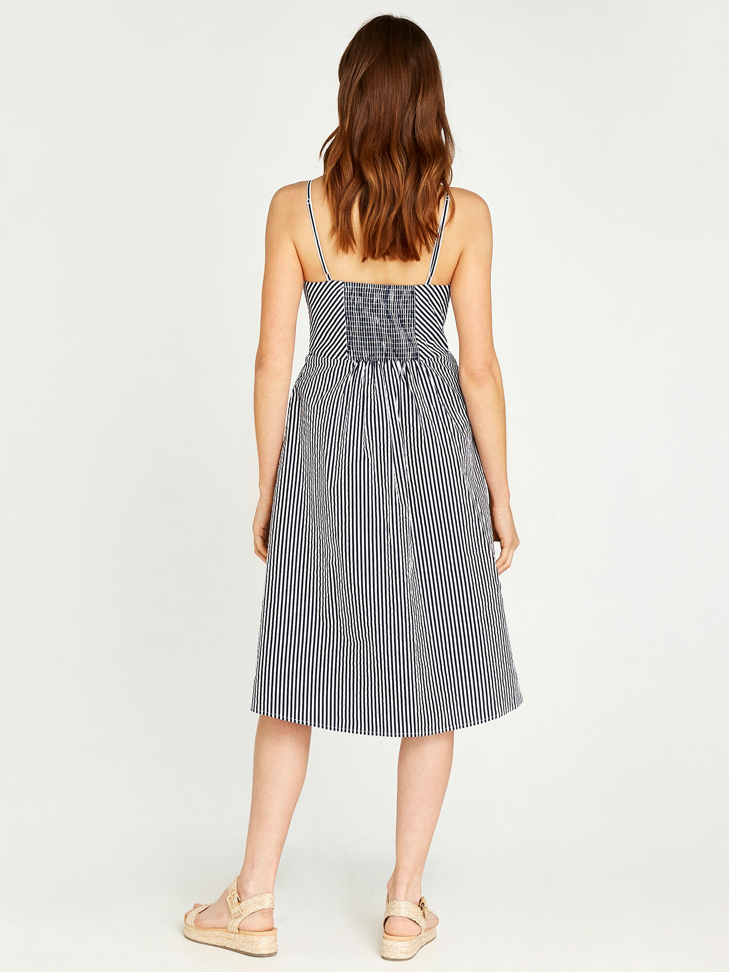 Striped button front dress outlet