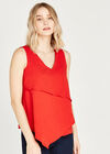 Frilled Sleeveless Top, Red, large