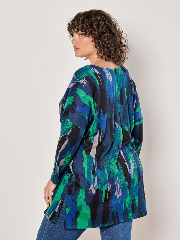 Curve Brushstroke Soft Touch Top, Blue, large