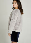 Faux Fur Short Crop Jacket, Light Grey / Silver, large