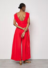 Wide Leg Cotton Jumpsuit, Red, large