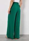 Textured Cotton Wide Leg Trousers, Green, large